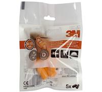 3M 1100 Foam Roll Down Ear Plug, Orange, Pack of 5