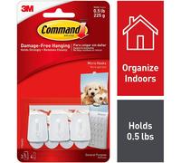 3M 17066 Command Adhesive Micro Utility Hooks Plastic White Three per Pack