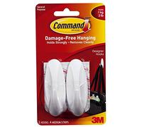 Command? Medium Designer Hook Strip 1 kg Holding Capacity White Pack of 2