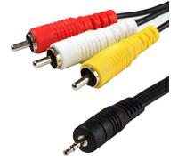 3m 2.5mm 4 Pole Mini Jack Plug to 3 RCA PHONO Male Cable Lead TV Video Camera