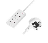 3M 2 Gang Socket Extension Lead UK Pin Plug and Cable White Electric Extension Lead Mains Strip