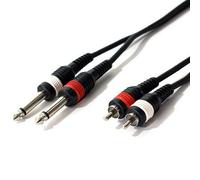 3m 2 RCA PHONO Male to 2x 6.35mm 1/4" Jack Plug Cable Lead Mono 6.3mm Mixer Amp