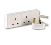 Loops 3m 2 Way Mains Power Gang Extension Socket - Multi Plug Splitter Adapter Cable