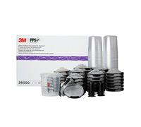3M 26000 PPS 2.0 Spray Gun Cup, Lids and Liners Kit, Standard, 200-Micron Filter, 22 Ounces, BLACK,SILVER