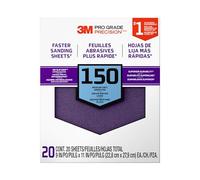 3M 26150CP-P-G Pro Grade No-Slip Grip Advanced Sandpaper, 9-Inch x 11-Inch, 150 Grit, Pack of 20