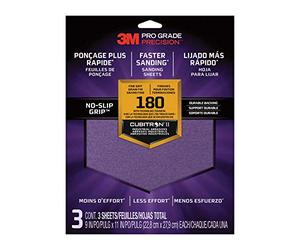 3m 26180tri-3 9" X 11" Pro Grade Precision 180 Grit Faster Sanding Sanding Sheets 3 Count
