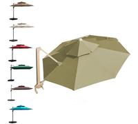 3m 3.5m Replacement Canopy Cover for Cantilever Offset Patio Umbrella Circular Outdoor UV Resistant Waterproof Heavy Duty Polyester Fabric (Light khaki,3.5 m(11.48 ft))