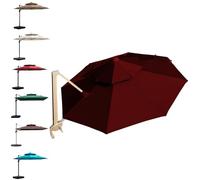 3m 3.5m Replacement Canopy Cover for Cantilever Offset Patio Umbrella Circular Outdoor UV Resistant Waterproof Heavy Duty Polyester Fabric (Burgundy,3.5 m(11.48 ft))