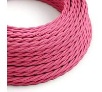 3m 3-Core Twisted Fabric Cable Vintage Style Braided Lighting Cables 3 metre Flex 6mm Electrical Wire 0.75mm Flexible Twin and Earth Wiring UK DIY, Lightning Appliances (Rose Pink)