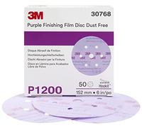 3M 30768 Hookit Purple 6" P1200 Grit Dust-Free Finishing Film Disc, (Box of 50)