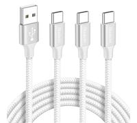 [3M, 3Pack] Long USB C Charger Cable, PS5 Controller Charging Cable 3A USB A to Type C Fast Charge Lead Braided for Galaxy S/A/Note/Tab Series, Pixel 9, Playstation 5, Xbox X/S, Switch- White/10Ft