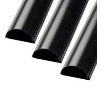 3m (3X 100cm) - 30mm x 15mm Black Trunking | Half Round Cable Conduit Cover | HDMI AV TV Ethernet & Audio Wire Ducting | Wall Tidy Management | Self-Adhesive Backing *Easy Install* | Skirting Home