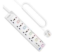 3M 4 Way Extension Lead with 2 USB, Mscien Plug Extension with 5 Independent Switch Power Strip, Multi Plug Wall Mountable Extension Cord (Type E/F Plug)