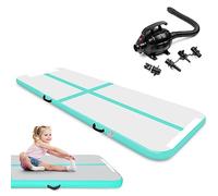 3M / 4M Inflatable Gymnastics Tumbling Mat 10cm Thickness Air Floor Mat Tumble Track for Home Use/Training/Yoga/Water Fun/Pilates with Electric Pump (3m, Green (with pump))
