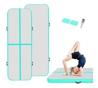 3M / 4M Inflatable Gymnastics Tumbling Mat 10cm Thickness Air Floor Mat Tumble Track for Home Use/Training/Yoga/Water Fun/Pilates (3m, Green (no pump))