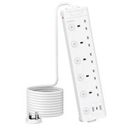 3M 5 Gang Extension Lead with 3 USB Slots, Individually Switched Extension Lead with White 3 Metre, For Home Dorm Office Multi Plug