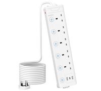 3M 5 Gang Extension Lead with 3 USB Slots, Individually Switched Extension Lead with White 3 Metre, For Home Dorm Office Multi Plug