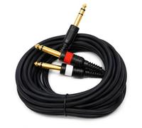 3m 6.35mm Stereo Jack to Twin 6.35mm Mono Jacks Male to Male TRS Cable | 10ft Gold Connectors