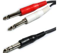 3M 6.35mm Stereo Plug To 2X 1/4" Mono Male Jack Cable Microphone Y Splitter Lead