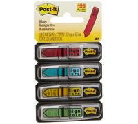 3M 683-4 - Post-it Index Flags 12mm 140 Tabs 4 Assortd Colours 683-4