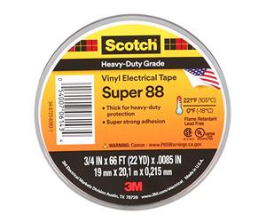 3M 80610833867 88 Scotch Super Professional Grade Electrical Tape, Vinyl, 19 mm x 20 m