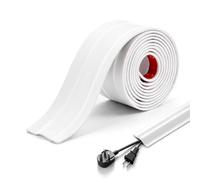 3m/9′10″ Self-Adhesive Floor Cable Cover, Soft PVC Cord Hider for Wires, Flexible Cable Protector for Carpet, Hard Floors & Wall, Cable Management for Home Office & Commercial, 38mm,White