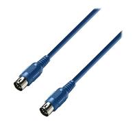 3m Adam Hall 5 Pin Din MIDI Cable Nickel Connectors Moulded Plugs Blue