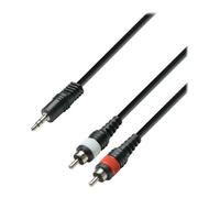 3m Adam Hall Audio Cable 3.5mm Male Stereo Jack to 2x Male RCA Phono