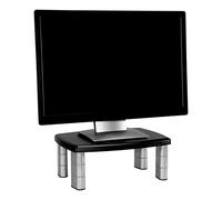 3M Adjustable Monitor Stand Riser, Three Leg Segments Simply Adjust Height, Sturdy Platform Holds Up to 80 lbs for Monitors, Laptops, and Printers, Space for Storage Underneath, Silver/Black (MS80B)