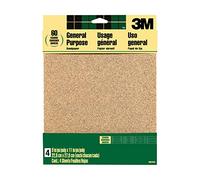3M Aluminum Oxide Sandpaper Coarse, 9003NA, 22.86 cm x 27.94 cm, 4 Sheets per Pack - For General Purpose Sanding on Paint, Wood and Metal
