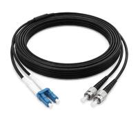 3m Armored Network Fibre Optic Cable LC/UPC to ST/UPC Duplex Patch Cable | OS2 Duplex Singlemode 9/125μm LSZH FTTH 3.0mm Fiber Cables - TPU - Black