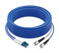 3m Armored Network Fibre Optic Cable LC/UPC to ST/UPC Duplex Patch Cable | OS2 Duplex Singlemode 9/125μm LSZH FTTH 3.0mm Fiber Cables - TPU - Blue