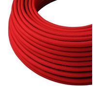 3m Braided Round Fabric Electrical Cable, 2 Core Cloth Covered Flex Lighting Cord 0.75mm, 9.84ft Vintage Style Lamp Wire for DIY Pendant Lights and Industrial Lighting Projects (Red)