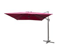 3m Burgundy Square Parasol With Cross Base and 77mm Aluminium Pole Sun Shade Garden Outdoor Beach Patio Canopy Shelter Umbrella Cantilever