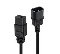 3m C14 to C19 Mains Extension Cable, Black