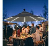 3M Cantilever Banana Parasol Hanging Umbrella with LED Solar lights