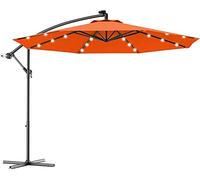 3M Cantilever Parasol Premium Garden Parasol Umbrella with Integrated Solar Powered Led Lights, Banana Patio Umbrella Beach Umbrella for Garden, Terrace, Swimming Pool, SIXWORLD, Orange