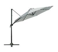 3m Cantilever Roma Parasol Patio Sun Umbrella with LED Solar Light, Grey