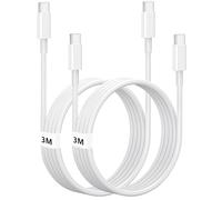 3M Charger Cable for Google Pixel 10/10 Pro XL/10 Pro Fold/9/9 Pro XL/8/8a/8 Pro/7/7a/6/5/4/3 XL, USB C to USB C Long Charging Lead (2-Pack) Compatible for IPhone 17/16/15/16e, iPad 10/11/A16/Mini 7/6
