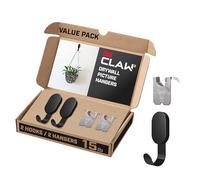 3M CLAW 15 lb. 2 Drywall Black Hooks & 2 Extra Picture Hangers, Heavyweight Hanging Solution for Backpacks, Jackets, Pictures and Room Decor, Cute Wall Hooks - 4 Pack