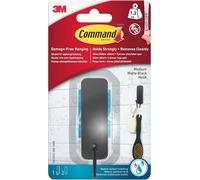 3M Command Medium Black Bath Adhesive Hook (Holds)1.3Kg