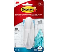 3M Command Designer Large White Bath Hook (Holds)2.2Kg