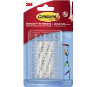 3M CLAW Command Decorating Clips, Pack of 20 Mini Hooks & 24 Small Strips, Transparent - Hanging Clips for Decorations & Fairy Lights, Wall Adhesive 3M CLAW White