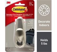 3M CLAW Command Forever Classic Brushed Nickel Large Metal Hook FC13-BN in Metallic Silver 3M CLAW Metallic Silver
