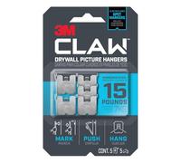 3M CLAW Drywall Picture Hangers: Drywall Picture Hanger 15 lb. with Temporary Spot Marker / 5-Pack (Silver) / 5-Pack