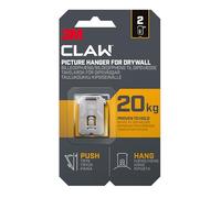 Command 3M CLAW Drywall Plasterboard Picture Hanger, Pack of 2, 20kg, Silver