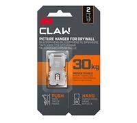 3M Claw Plasterboard Picture Hanging Wall Hooks For Hanging Home Décor, 2 Hangers, Holds up to 30 kg - Ideal for Heavyweight Items
