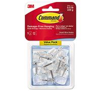 3M Command 17067CLR9ES Clear Hooks & Strips, Plastic/Wire, Small, 9 Hooks w/12 Adhesive Strips/PK