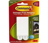 3M Command Adhesive Back Fastener, Strips, 1.80 cm (.71 in) X 7.80 cm (3.07 in), White