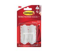 Command? Medium Designer Hook Strip 1 kg Holding Capacity White Pack of 2